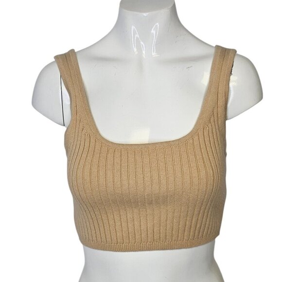 Wilfred Tops - Aritzia Wilfred Manila Tank, Ribbed, Scoop Neck, Sweater Tank, Merino Wool, S
